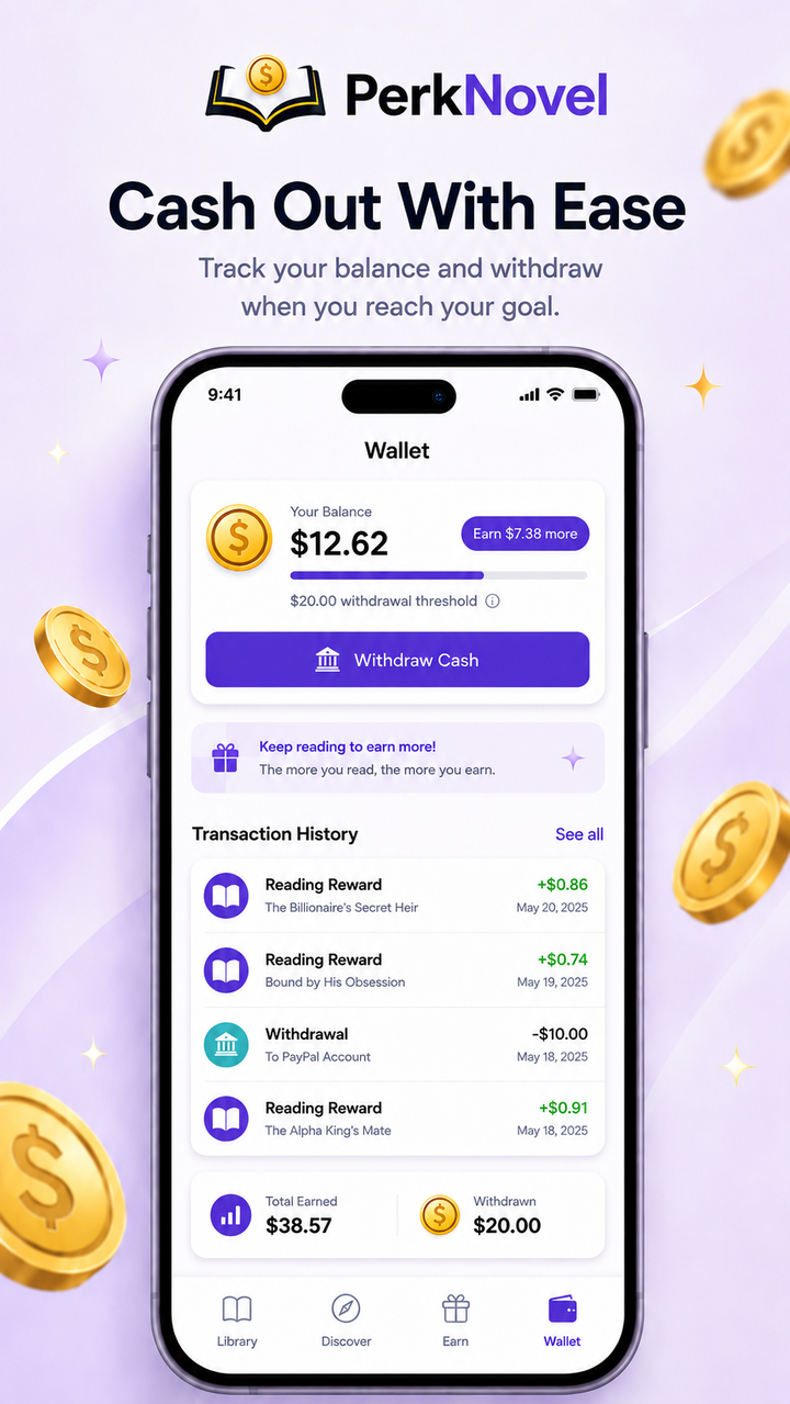 PerkNovel rewards and wallet screen